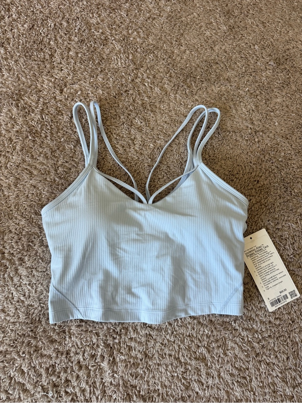 NWT Lululemon Align Strappy Ribbed Tank Top A/B Cup - Size 8 Windmill Light Blue - Picture 3 of 5
